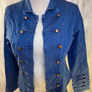 Military style denim jacket womens size XXL
